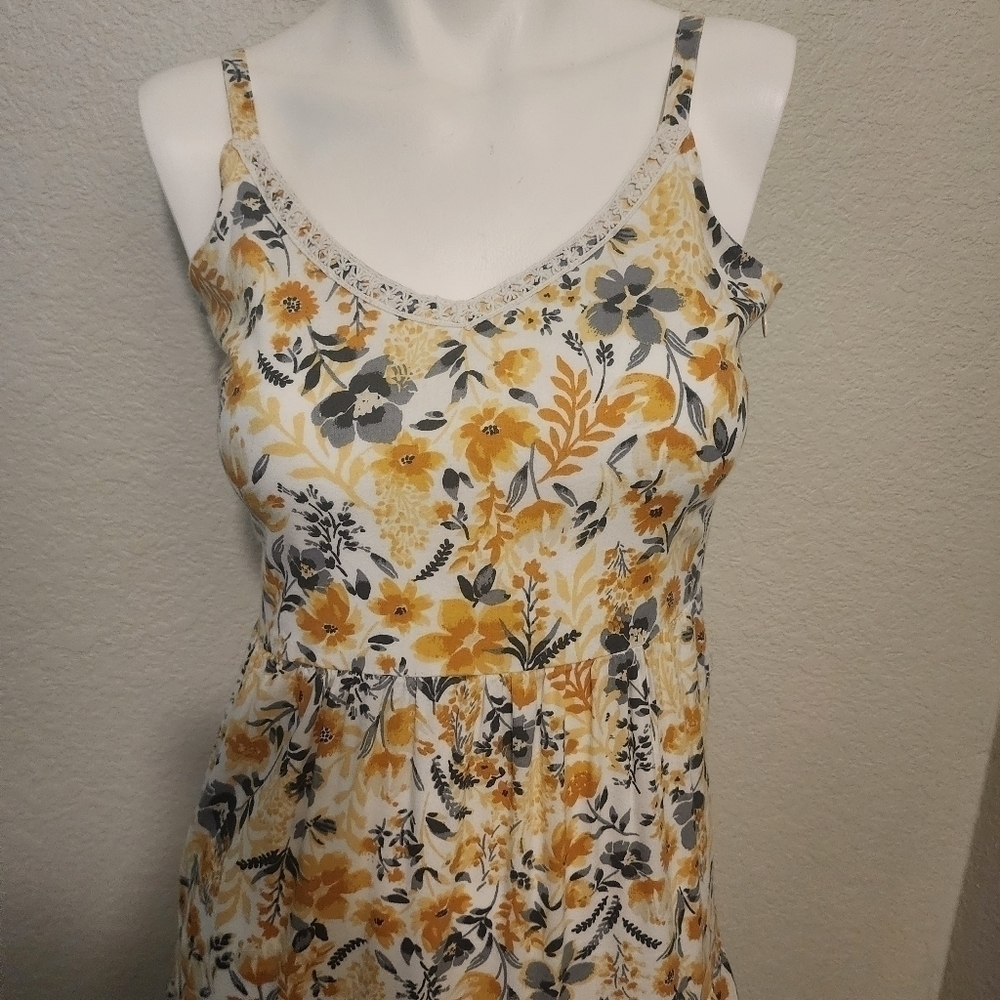 Joie Boho Spaghetti Strap Gold Floral Maxi Dress Size 2 - Picture 8 of 13